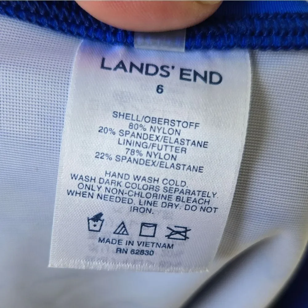 Lands' End Women's Long Torso Tummy Control Swim Skirt Sz 6